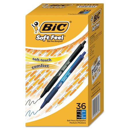 Bic Assorted, Soft feel, Ball Point Pen, PK36 SCSM361-AST